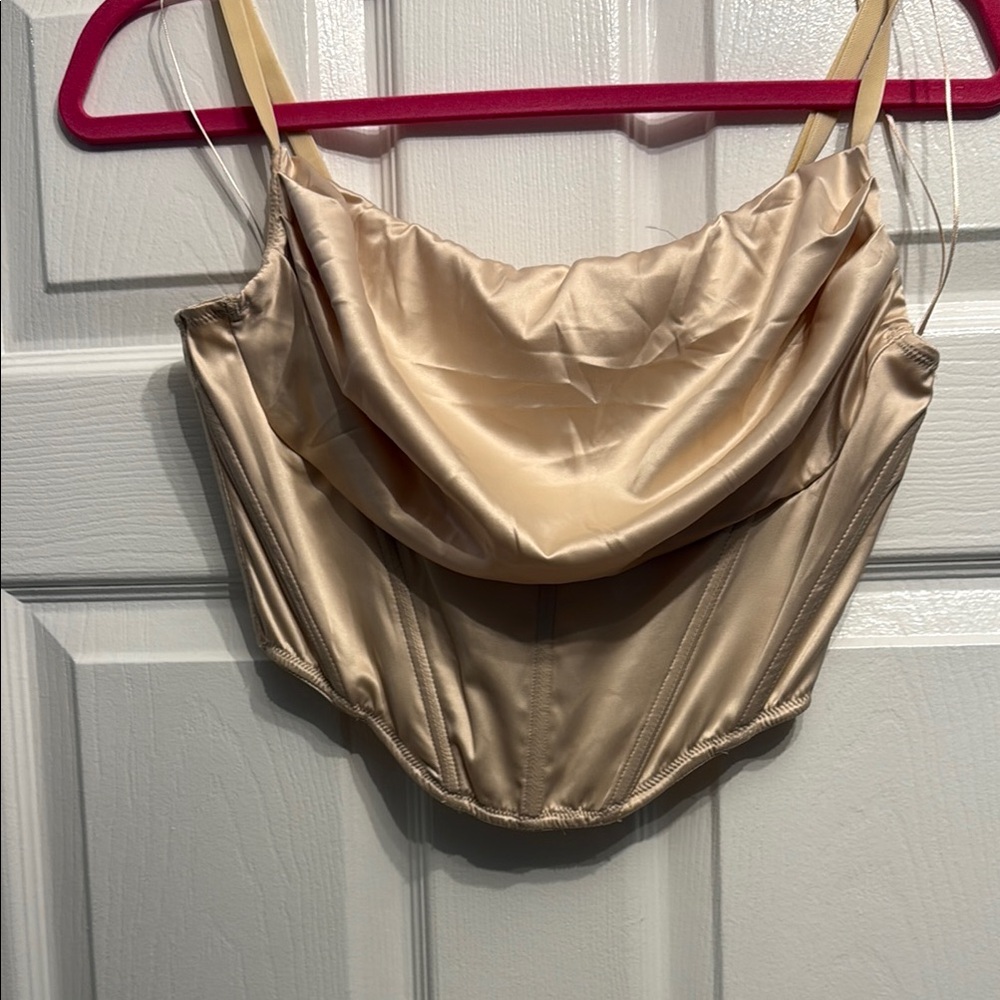 Elegant Ivory Satin Cowl Neck Blouse